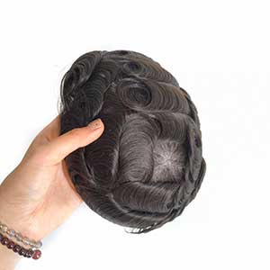 Extra Light Density Men Toupee with Human Hair Full Lace Base Mens Hair System